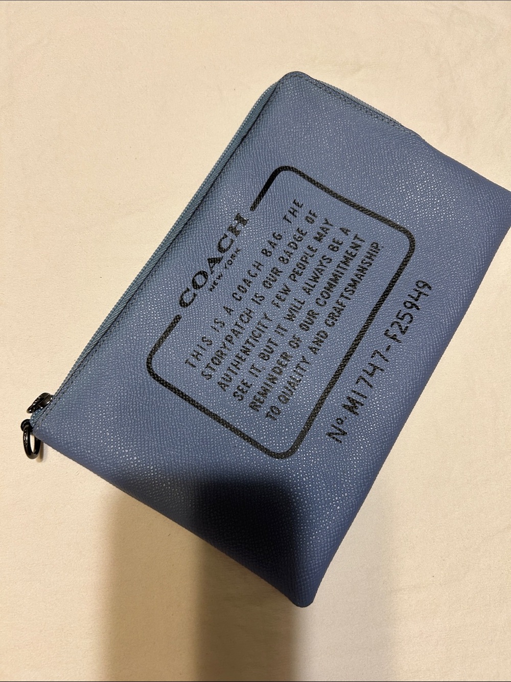 COACH Blue Logo Zip Pouch Travel Toiletry Bag